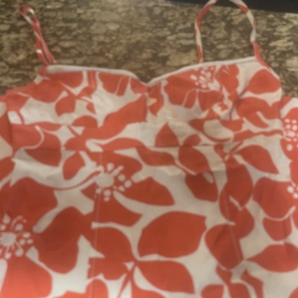 J Crew Coral and White Floral Dress - 2006